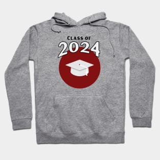 Class of 2024 Maroon and White School Colors Hoodie